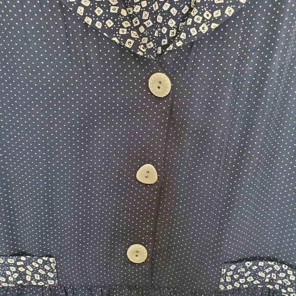 Sheri Martin 14 Vintage Dress Sleeveless Lightweight Blue White Button Up Front - Picture 4 of 7